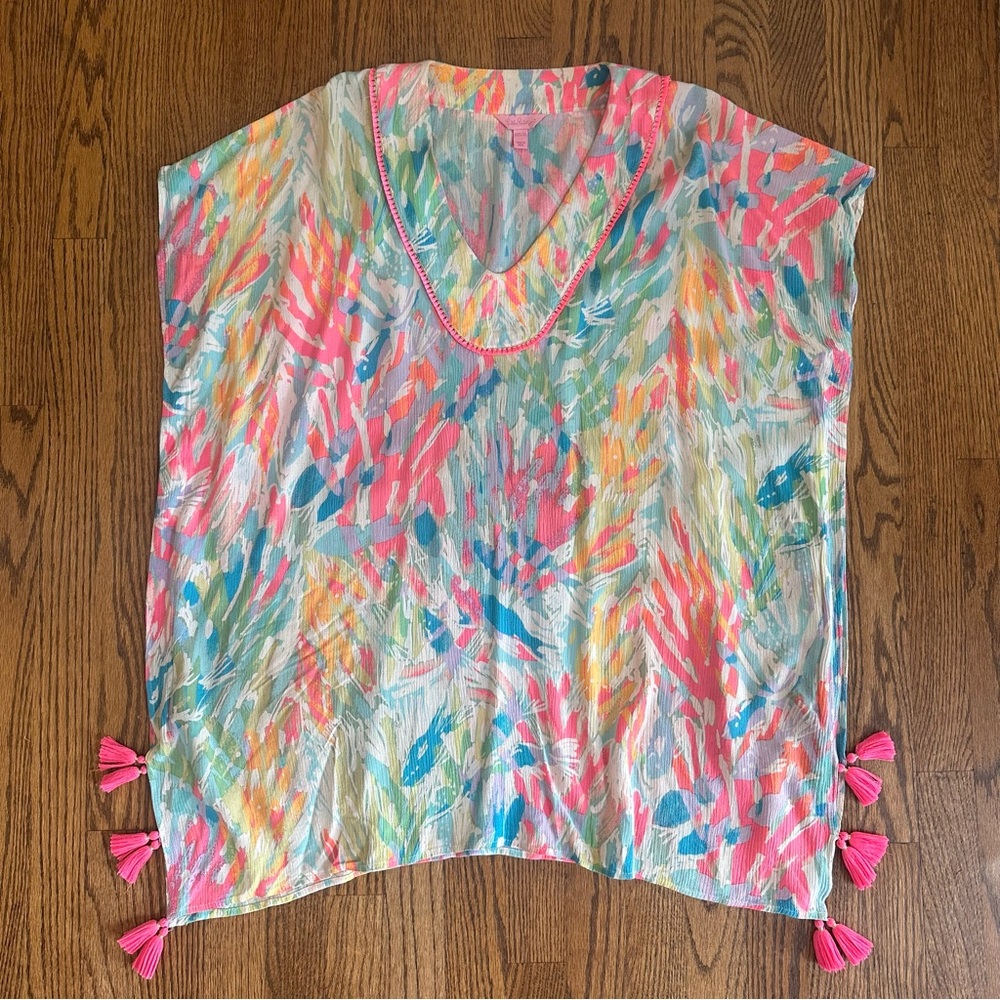 Lilly Pulitzer El Bravo Way Cover Up Tunic Dress Sparkling Sands
